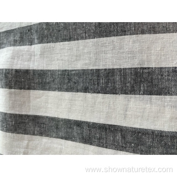 cotton linen yarn dyed stripe in black and white color